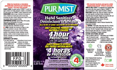 Purmist 100ml Bottle Label (Calming Lavender)